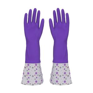 Extra Long Sleeve Rubber Gloves With Beautiful Patterns For Houseohld Cleaning