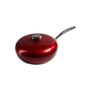 Circle Non Stick Woks Pan Wearproof 24cm Handle 2kg Die Casting Pan With Lid