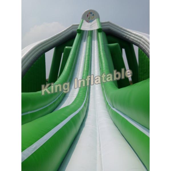 Giant Green Exciting Trippo Inflatable Water Slide With 3 Lane For Adult