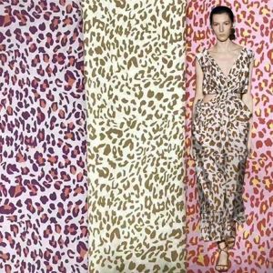 Leopard Print Chiffon Rayon Viscose Printed Woven Fabrics 56 Inch Width