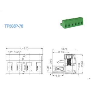 Single Level Pluggable Terminal Blocks , Pitch 7.62mm Brass Female Connector
