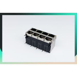 PHC 2 x 4 Port 10 / 100 / 1000 Mbps Shielded RJ45 Ethernet Jack W/O LED