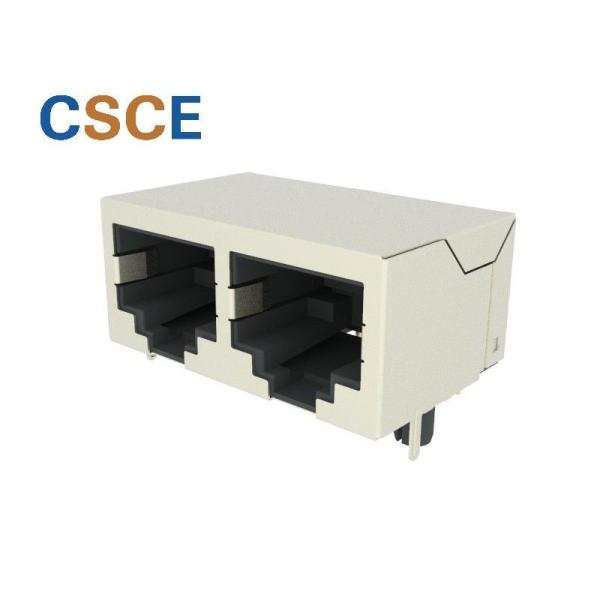 China 2 Ports RJ45 PCB Mount Connector , Stacked RJ45 Modular Jack Keystone Jack Insert Material UL94V-0 on sale China 2 Ports RJ45 PCB Mount Connector , Stacked RJ45 Modular Jack Keystone Jack Insert Material UL94V-0 on sale