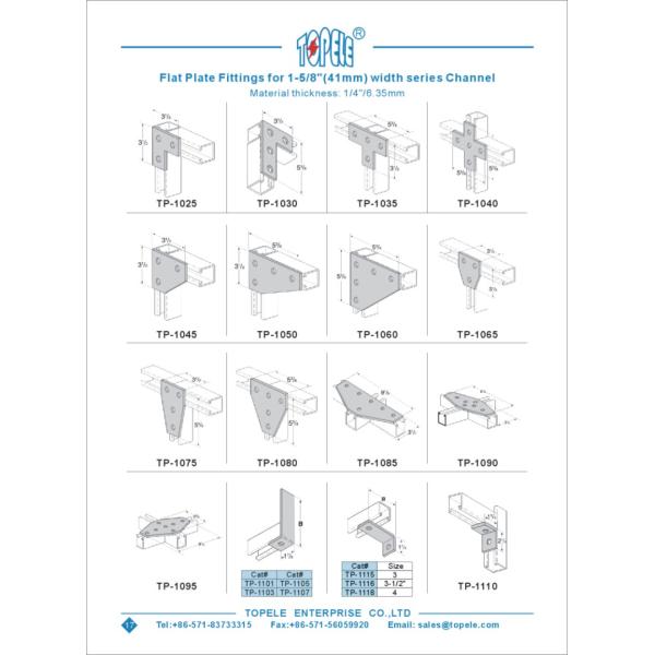 Steel Plate Galvanized Strut Channel Connecting Fitting Unistrut Channel Splice / Angle Fittings ISO