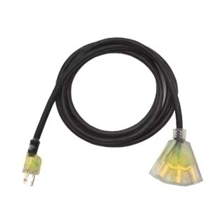 1 to 3 Triple Outlets 3 Prong SJT SJTW 12 AWG 30FT Extension Power Cord with LED