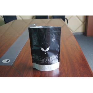 Stand Up Matte Black Foil Pouch Packaging , k Window Coffee Bag Packaging