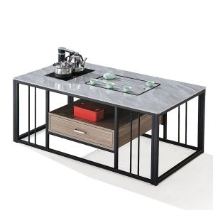 Modern Rectangular Stone  With Metal Frame Heat Resisting Kettle Office Furniture