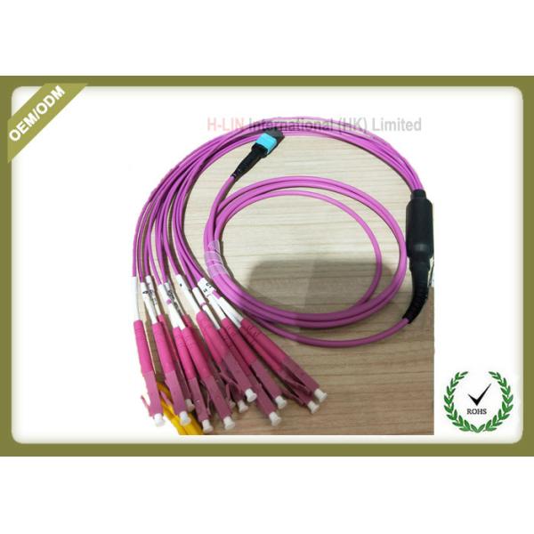 Quality MPO to LC Fiber Cable Multimode Fiber Optic Patch Cord (OM1) 12 Core Fibers Type A 1 to 1 wiring OFNR Riser Rated for Q wholesale