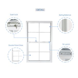 Customized UPVC Single Hung Double Hung Windows With Double Tempered Glass