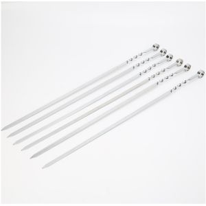 SGS Flat Wide 16.8" Reusable Grilling Kabob Skewers Metal Shish Kabob Sticks