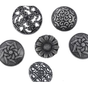 Ancient bronze&Ancient Silver Metal Jeans Shirt Button Retro Engraved Patterns