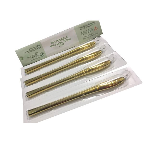 Golden Luxury 45° Angle Blister Disposable Microblading Pen With 9 12 14 17 18U Needle Single