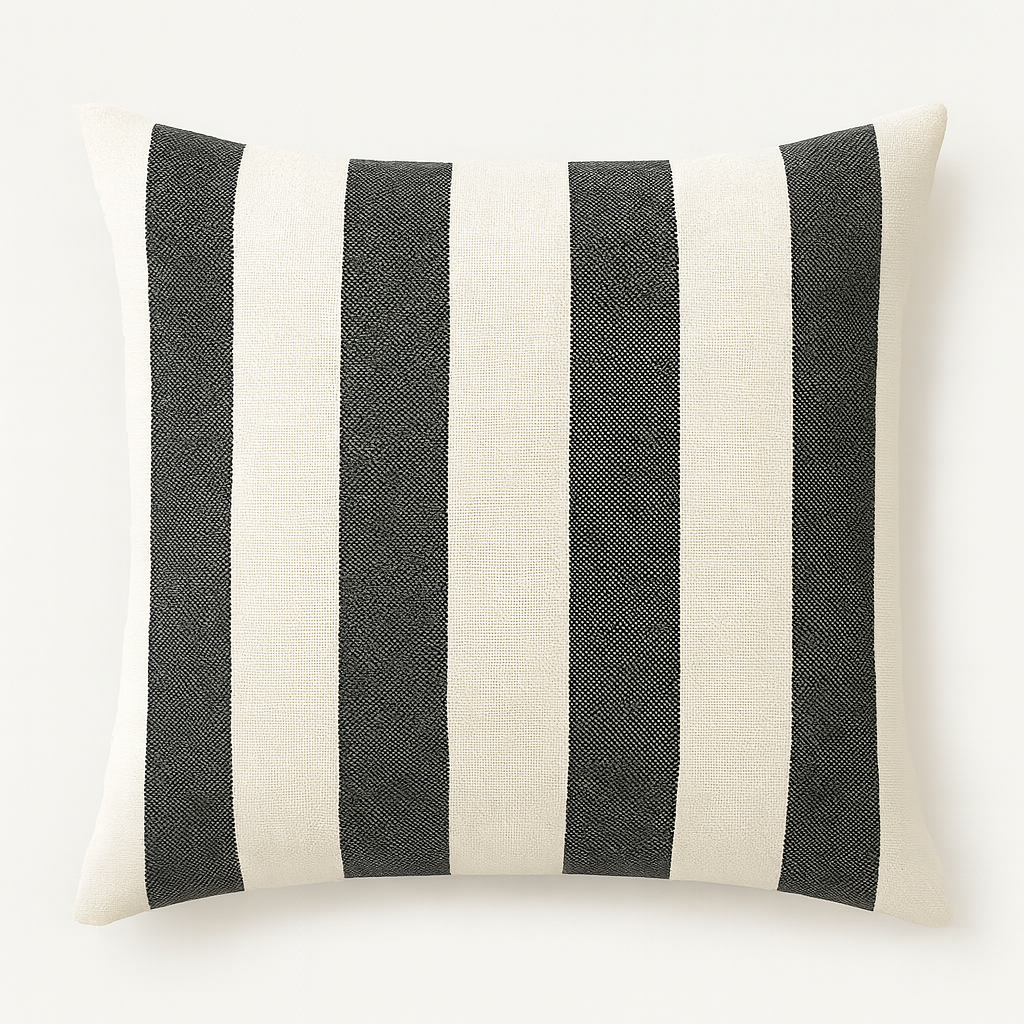 China Black & Ivory Bold Stripe Decorative Pillow with 55%Linen 45%Viscose Cover and 10 Pieces per Box on sale
