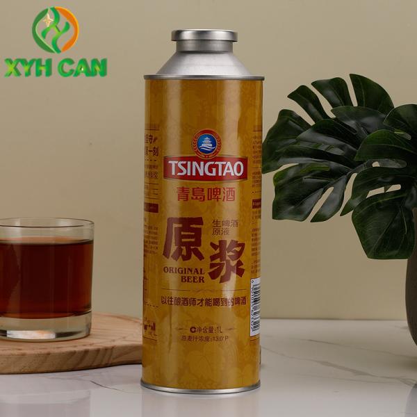 Quality Beer Tin Cans Supporting CMYK Offset Printing 1L Tsingtao Beer Round Tin Cans wholesale