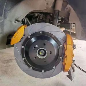 China 19In Rim Wheel Dual Rear Caliper Gold Aluminum Disc 360x28mm Grooved on sale