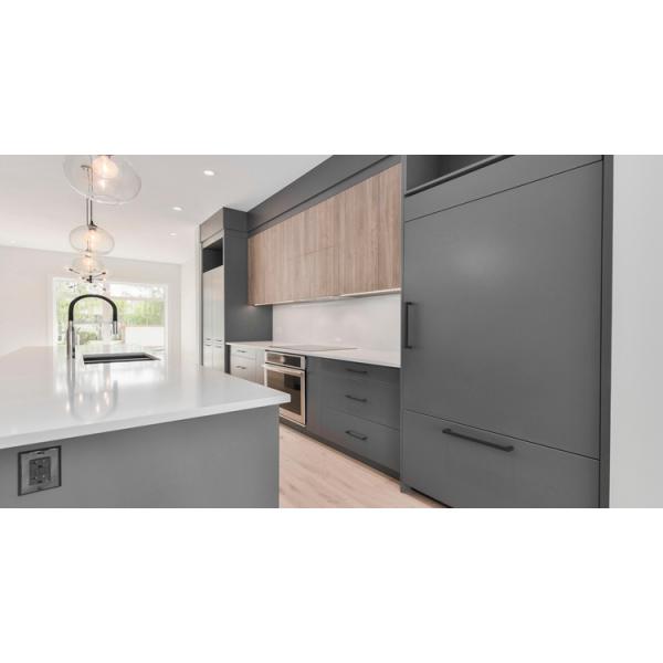 Modular Kitchen Cabinets Discount Dark Grain Melamine Board Doors for Large Kitchens