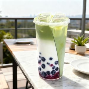 Popular Twin Share Split 16oz 2 Compartment Plastic PP Split Boba Cups