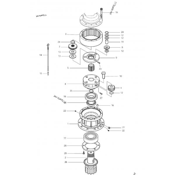 Excavator Dx160 Swing Gearbox K1007357b Swing Gear Reduction For Doosan