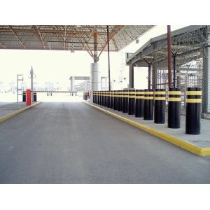 Roadway Safety Remote Control Parking Bollards Yellow Powder Pipe Cast 1000mm