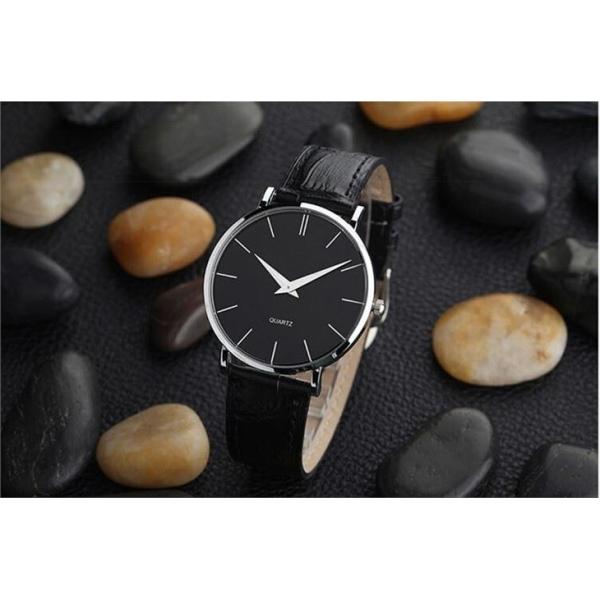 Leather Strap Mens Digital Watch Alloy Case Glass Mirror 30m Waterproof