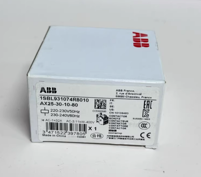 AX25-30-10-80 ABB Ac contactor Efficient reliable motor control solutions