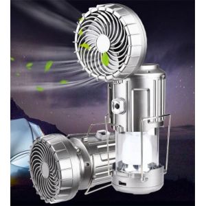 Camping Solar Handle Fan Lamp, Camping Lantern for Power Outages: 3000mAh Solar