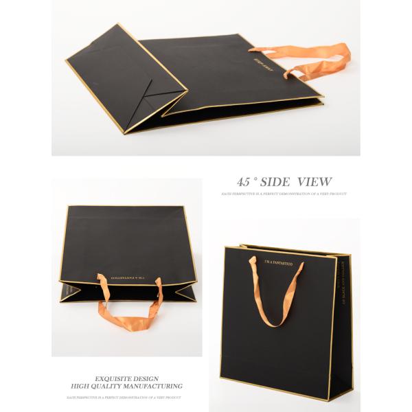 Luxury Hot Stamping Printed Paper Shopping Bags With Ribbon Handle Custom Size