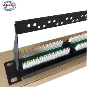 19" 110 IDC UTP Unshielded Rack Mount Patch Panel 24 Port Cat5e With Cable
