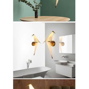 LED Bird Design Wall Lamp Bedside Lamp Creative Origami Paper Crane Wall Light