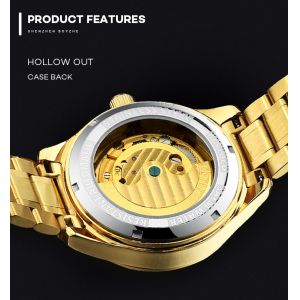 Hollow Back Automatic Mechanical Watch Gold Tourbillon Skeleton Watch