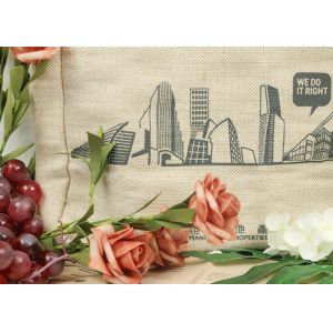 Natrual Cotton Jute Tote Bag With Hand Sewing And Elastic Band Closure Design