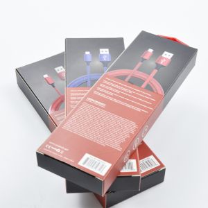 Luxury Paper Packaging Custom Usb Cable Plastic Window Paper Box with Handle