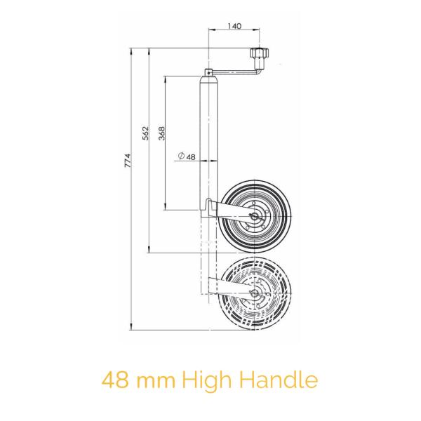 48mm diameter jockey wheel with solid wheel