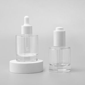 Serum Oil Dropper Glass Bottle Push Pump Clear Pipette 50ml