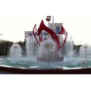 Round LED Dandelion Fountain with Electric Power Source Adjustable Water Flow