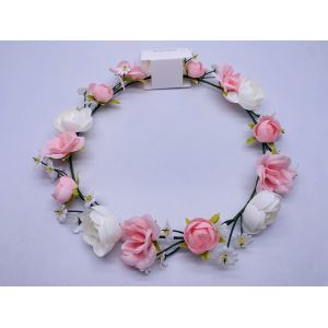 China Elastic Durable Floral Crown Headband , Portable Flower Headband Festival on sale