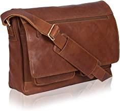 Cheap 14inch Laptop Womens Leather Messenger Bag Canvas Cowhide 400g for sale