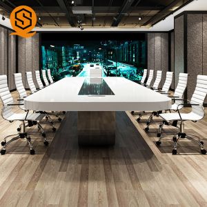 OEM ODM White Solid Surface Conference Table Curved Meeting Table