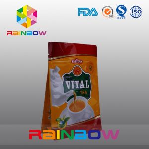 Custom Printed Flat Bottom Plastic Bags , Quad Seal Block Bottom Bag With Clear