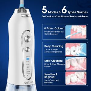 Custom LOGO Cordless Oral Dental Irrigator with 5 Modes Portable Teeth Cleaner