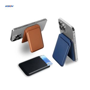Customized Real Leather Magsafe Wallet With Adjustable Stand Embossed Logo