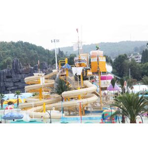 Colorful Outdoor Water Parks with Fiberglass Water Slides 29 x 27m Space