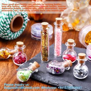 Small Mini Glass Bottles Jars With Cork Stoppers.Wishing Bottle Drifting Bottle