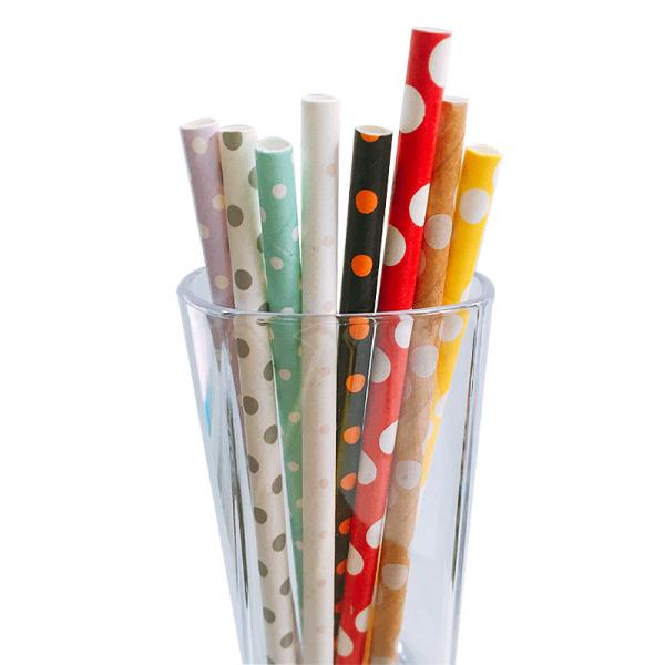 Quality Sturdy And Thick Polka Dot Paper Straws Durable Compostable FDA Approved wholesale