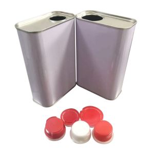 Customizable Empty 1L Rectangular Olive Oil Tin Can with Plastic Handle for