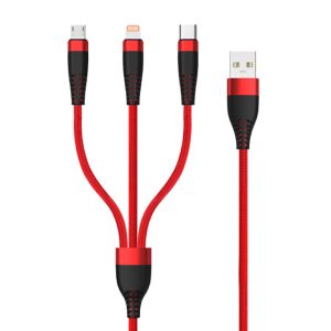 1-to-3 USB Cable Set Braided Aluminum Housing for iPhone/Android C-C20V3A 60W max/C-L 9V3A 27W max Durable Long-Lasting