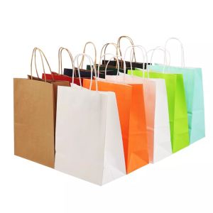 Takeout Packaging Paper Bag Logo Printing Varnishing Kraft Paper Bag TUV