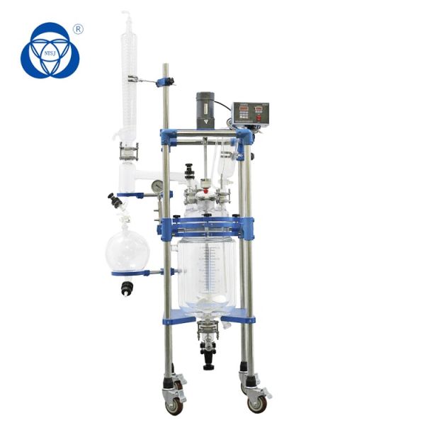 Quality 10L Volume Glass Bioreactor with 304 Stainless Steel Frame and 50-600 RPM for Chemical Lab wholesale