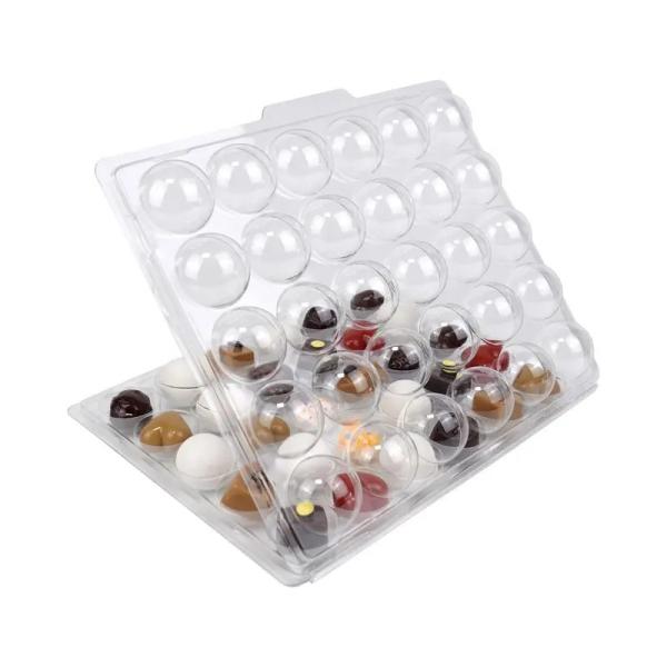 Custom 4 8 15 30 Holes Truffle Chocolate Clear Plastic Box