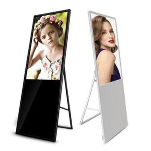 Cheap Free Stand Indoor Portable LCD Poster Screen LCD Digital Sigange With Wheel Base for sale